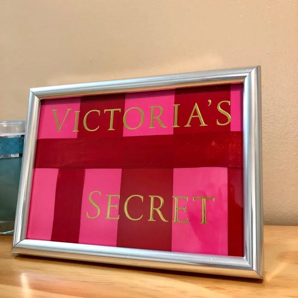 Victoria’s Secret Pink & Gold Striped Handmade Logo Picture Frame